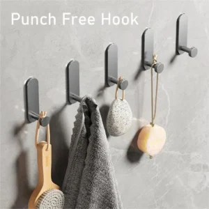 Stainless Steel Adhesive Hooks Set – Sleek Wall Hangers for Bathroom & Kitchen